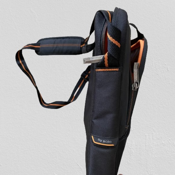 Solo New York Ace Slim 15.6" Laptop Briefcase, Black/Orange Polyester - Picture 5 of 5